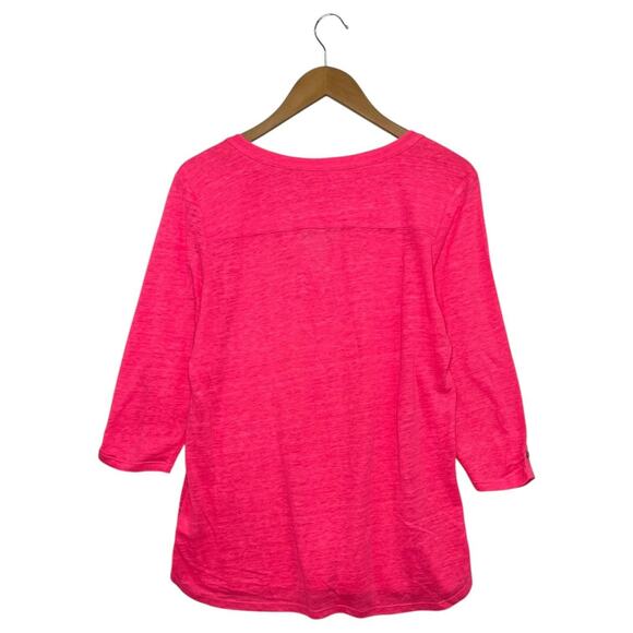 Lilly Pulitzer Shirt Womens Large Linen V Neck Henley Button Lightweight Beach - Picture 2 of 13